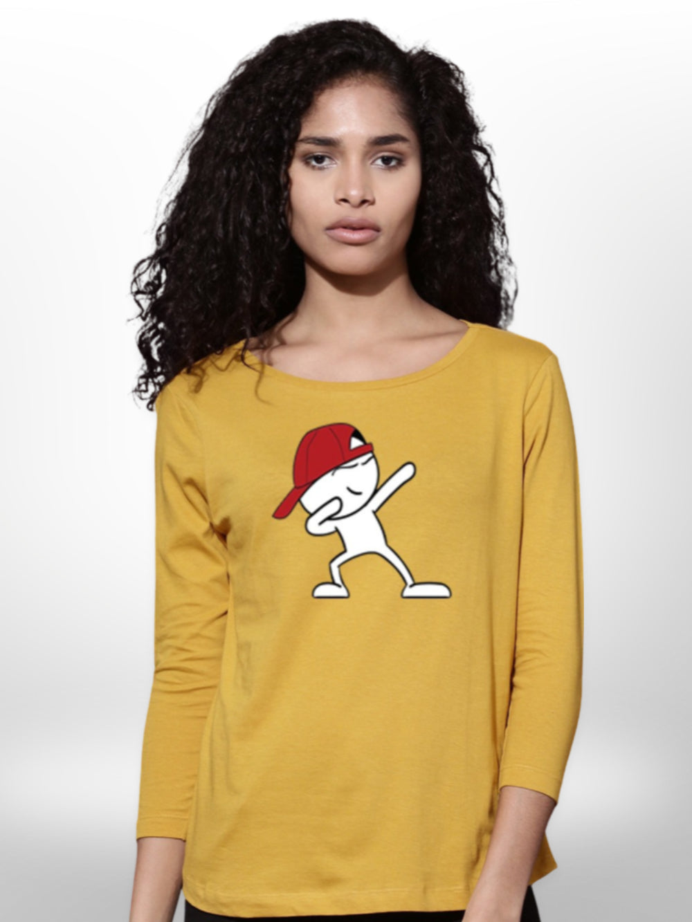 Womena cartoon boy Printed T-shirt 4 Quarter Sleeve - Legacy Boutiques