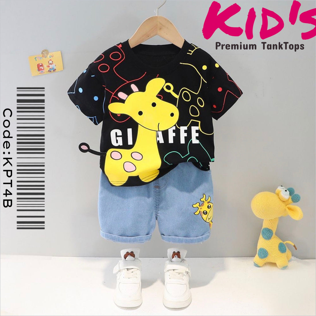 Two pieces Cute Giraffe Printed Summer Clothes Set For Baby Boys T-Shirt Or Denim Pant Sets Legacy Boutiques Legacy Boutiques