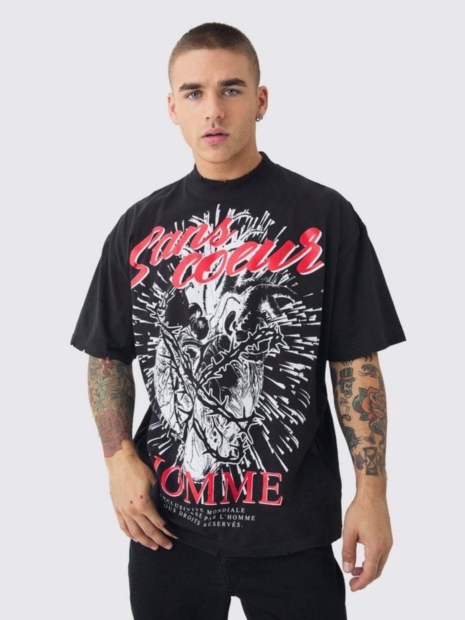 Vintage Comic Printed Metal Oversized Mens T-Shirt Only In BD Legacy Boutiques Legacy Boutiques