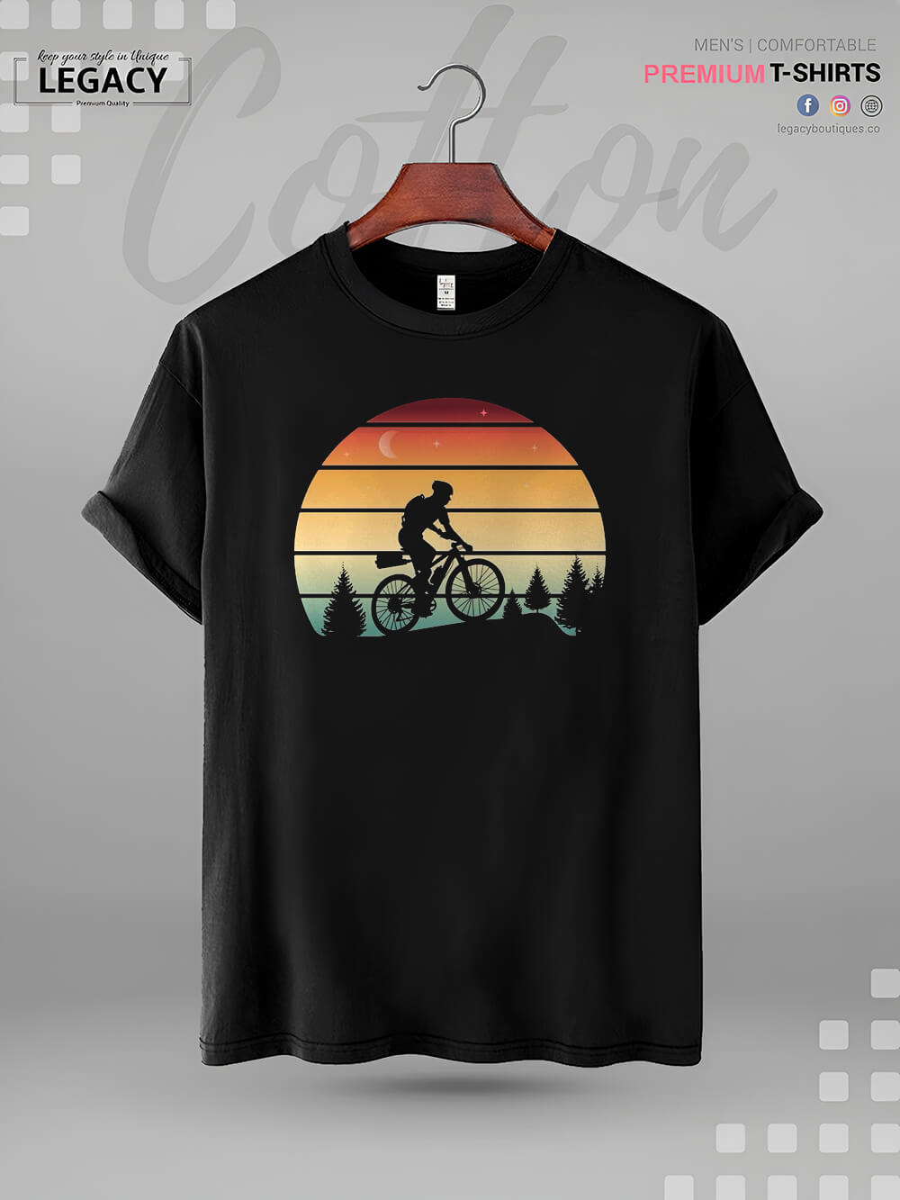 Vintage Sunset Mountain Biking Print XXL Mens Tshirt In Lowest Price Only In BD Legacy Boutiques Legacy Boutiques