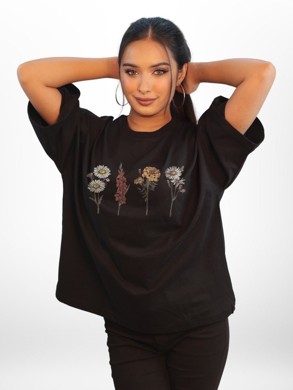 VINTAGE WILD FLOWER Printed Womens Drop Shoulder T-shirt Legacy Boutiques Bangladesh Legacy Boutiques Legacy Boutiques