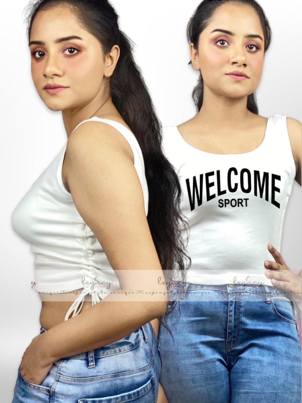 WELCOME SPORT Printed Summer Comfortable White TankTop For Women&