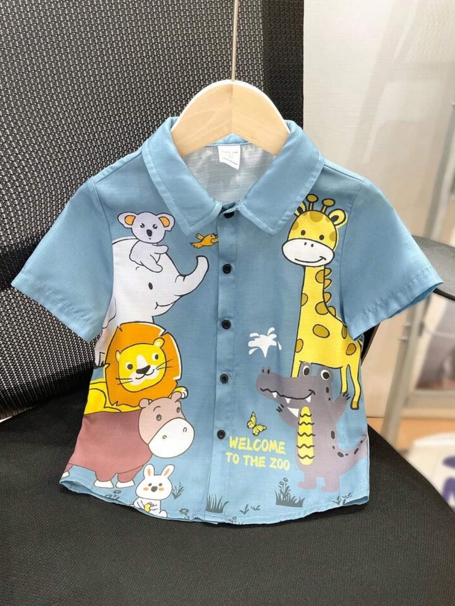 Welcome to the Zoo Print Shirt - Kids Graphic Animal Button - Up Blouse Legacy Boutiques Legacy Boutiques