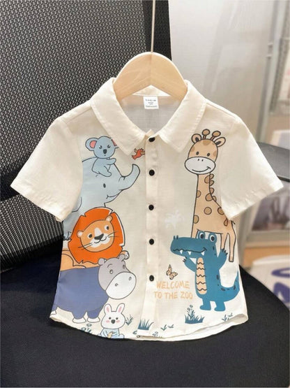Welcome to the Zoo Print Shirt - Kids Graphic Animal Button - Up Blouse Legacy Boutiques Legacy Boutiques