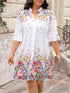 White Floral Border Print Ruffle Sleeve V - Neck Shift Dress Legacy Boutiques Legacy Boutiques