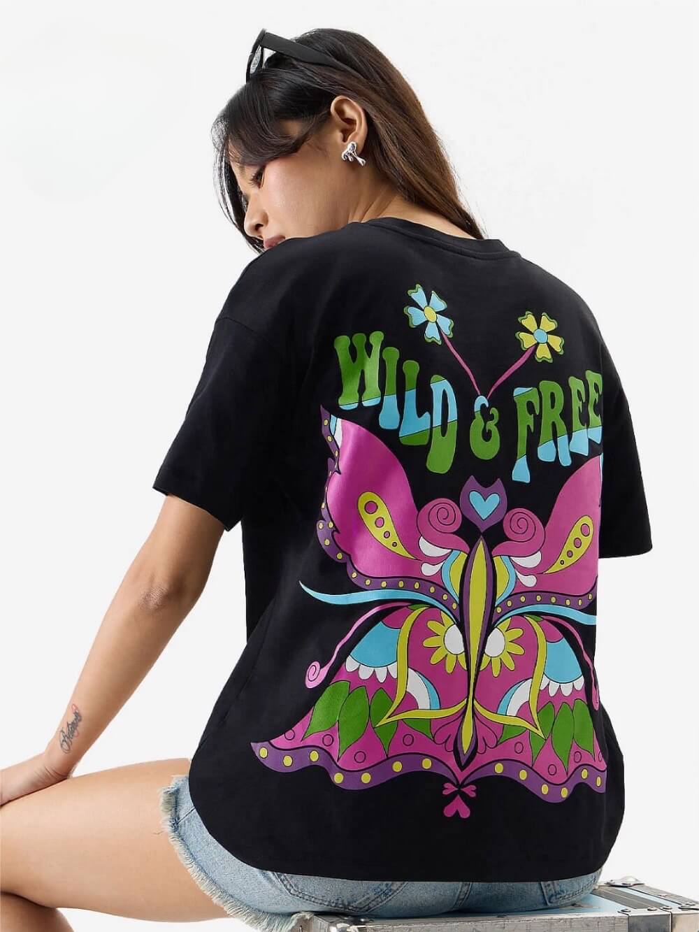 Wild And Free Graphic Printed Cheap Price High Quality Womens Drop Shoulder Tee Legacy Boutiques Bangladesh Legacy Boutiques Legacy Boutiques