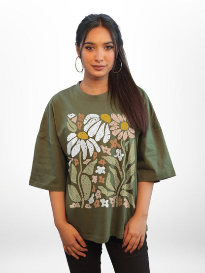 Wildflowers Printed Womens Drop Shoulder T-shirt Legacy Boutiques Dhaka Legacy Boutiques Legacy Boutiques