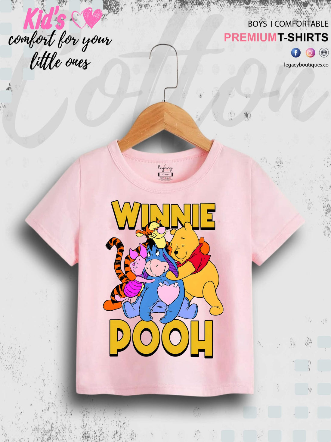 Winnie Pooh Bear Printed Casual Premium Quality T-Shirt For Baby Girls In Cheapest Price Only In BD Legacy Boutiques Legacy Boutiques