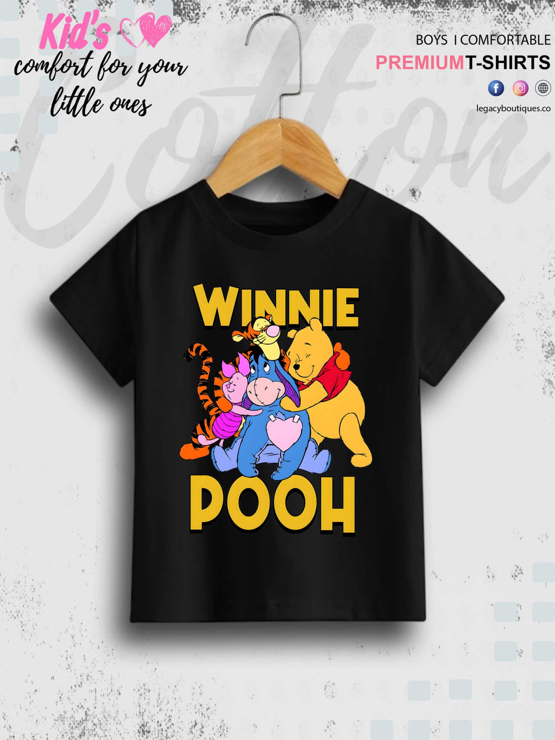 Winnie Pooh Bear Printed Casual Premium Quality T-Shirt For Baby Girls In Cheapest Price Only In BD Legacy Boutiques Legacy Boutiques