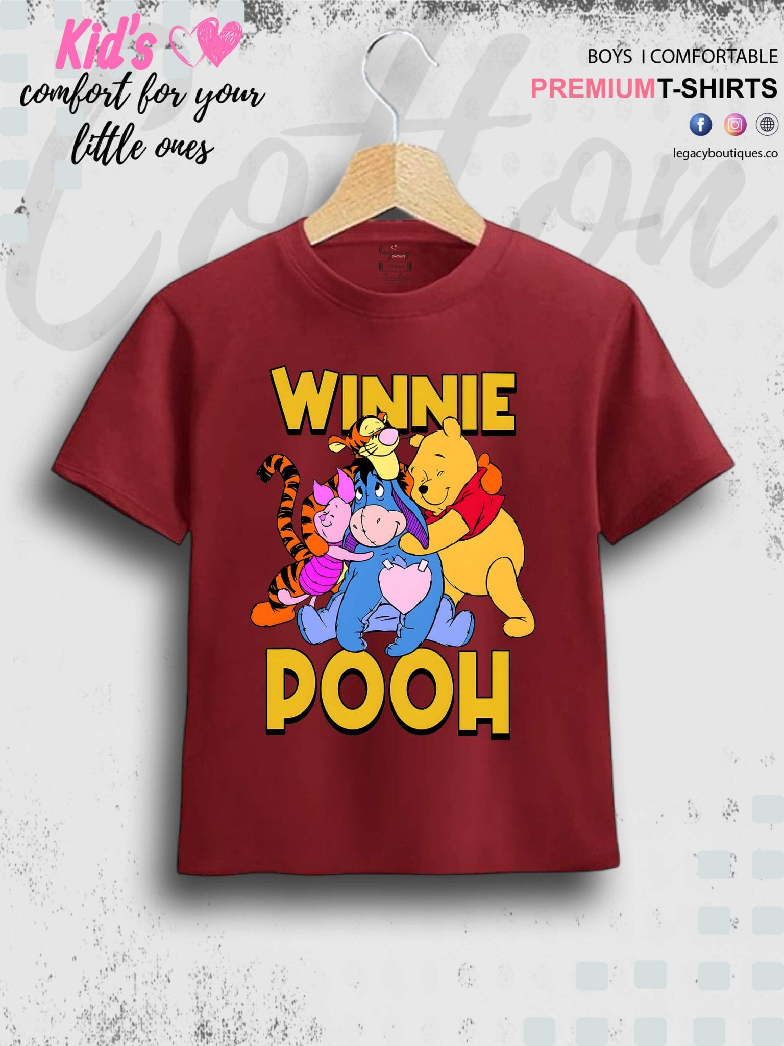 Winnie Pooh Bear Printed Casual Premium Quality T-Shirt For Baby Girls In Cheapest Price Only In BD Legacy Boutiques Legacy Boutiques