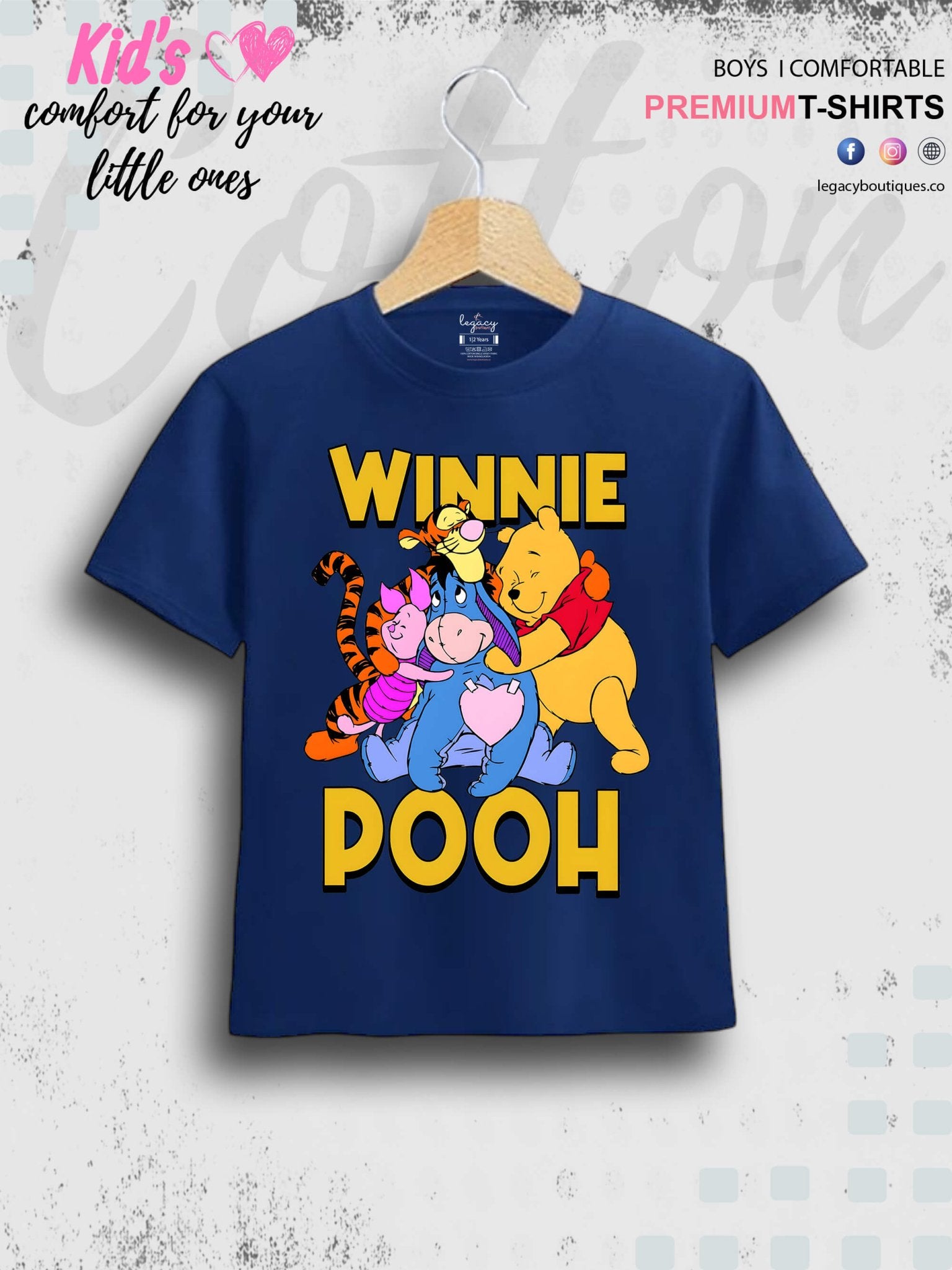 Winnie Pooh Bear Printed Casual Premium Quality T-Shirt For Baby Girls In Cheapest Price Only In BD Legacy Boutiques Legacy Boutiques