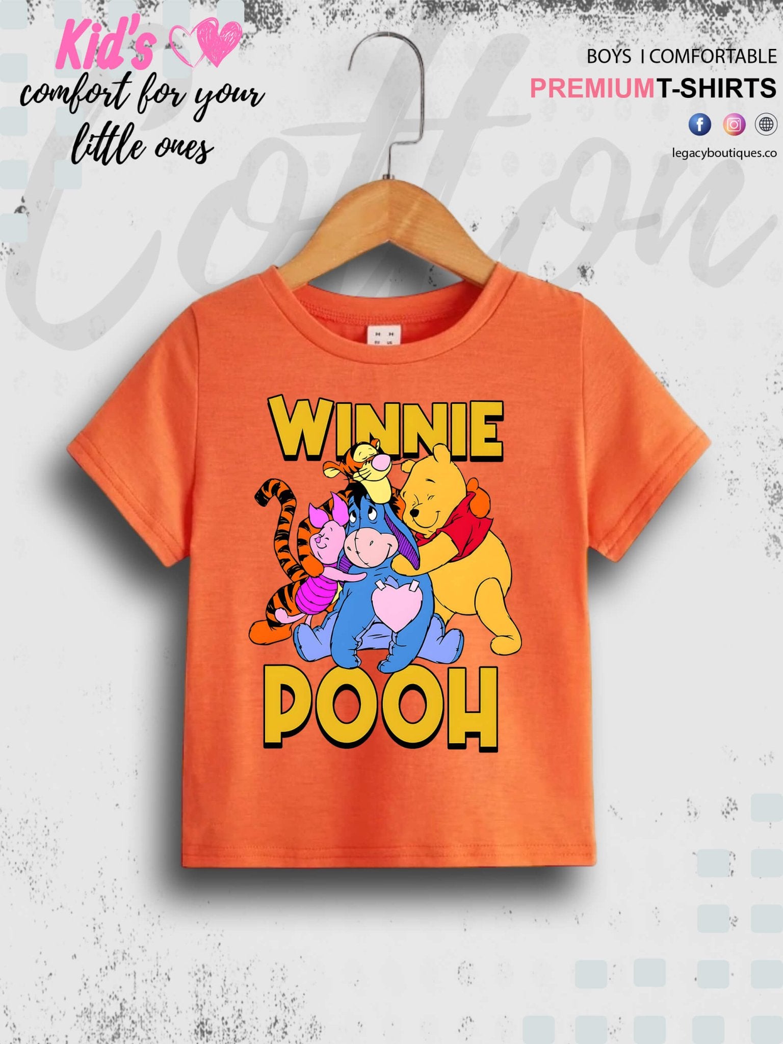 Winnie Pooh Bear Printed Casual Premium Quality T-Shirt For Baby Girls In Cheapest Price Only In BD Legacy Boutiques Legacy Boutiques