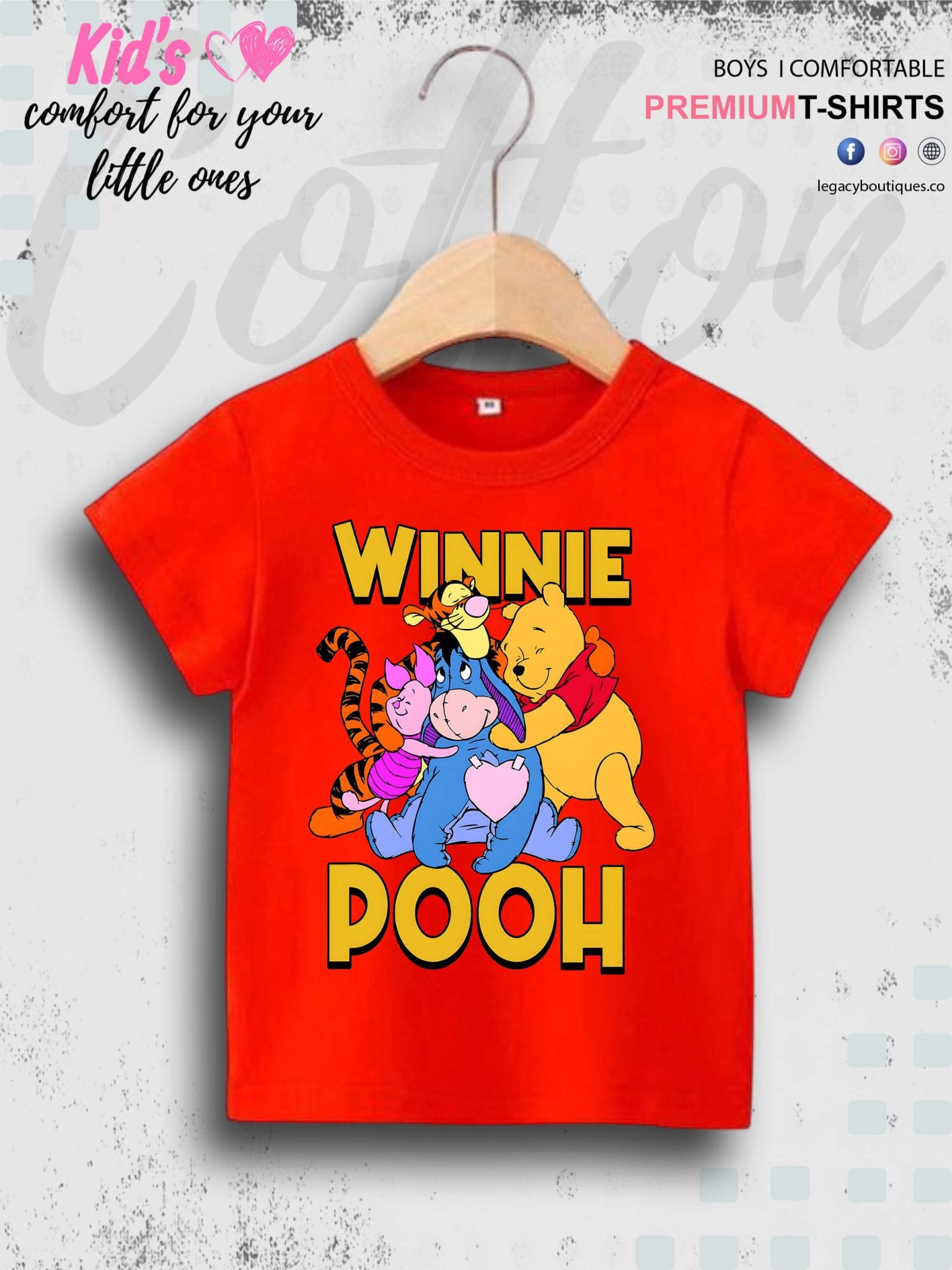Winnie Pooh Bear Printed Casual Premium Quality T-Shirt For Baby Girls In Cheapest Price Only In BD Legacy Boutiques Legacy Boutiques