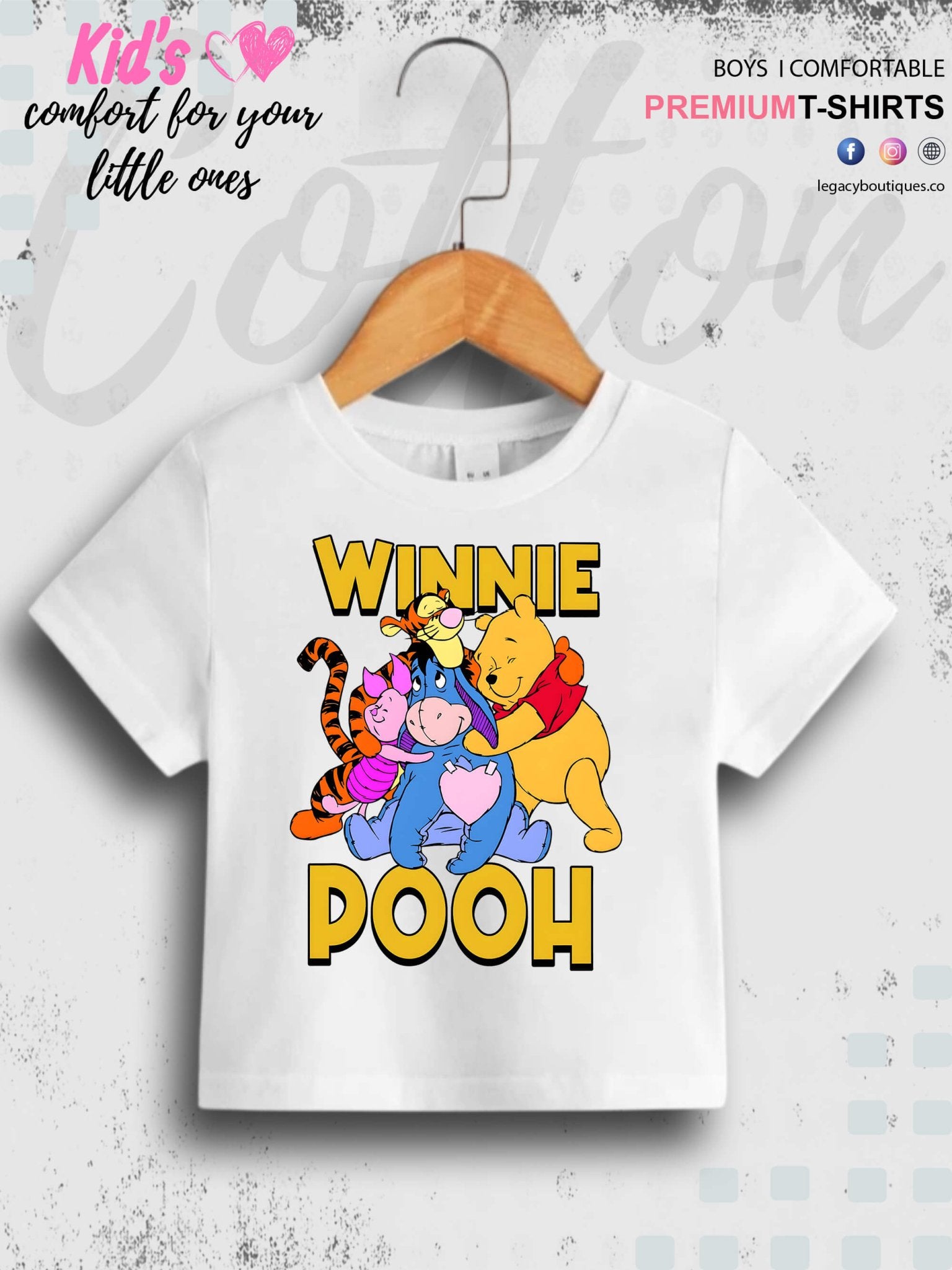 Winnie Pooh Bear Printed Casual Premium Quality T-Shirt For Baby Girls In Cheapest Price Only In BD Legacy Boutiques Legacy Boutiques