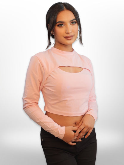 Women Cut Out Crop Tops Full Sleeve Legacy Boutiques Legacy Boutiques