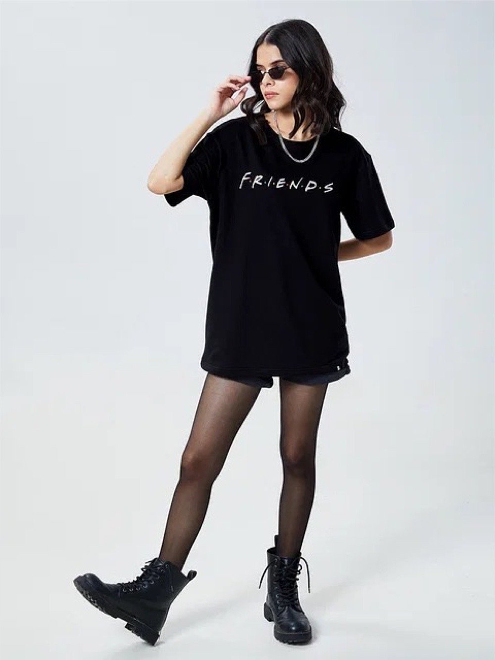 Women Printed Round Neck Cotton Blend Black T-Shirt Legacy Boutiques Legacy Boutiques