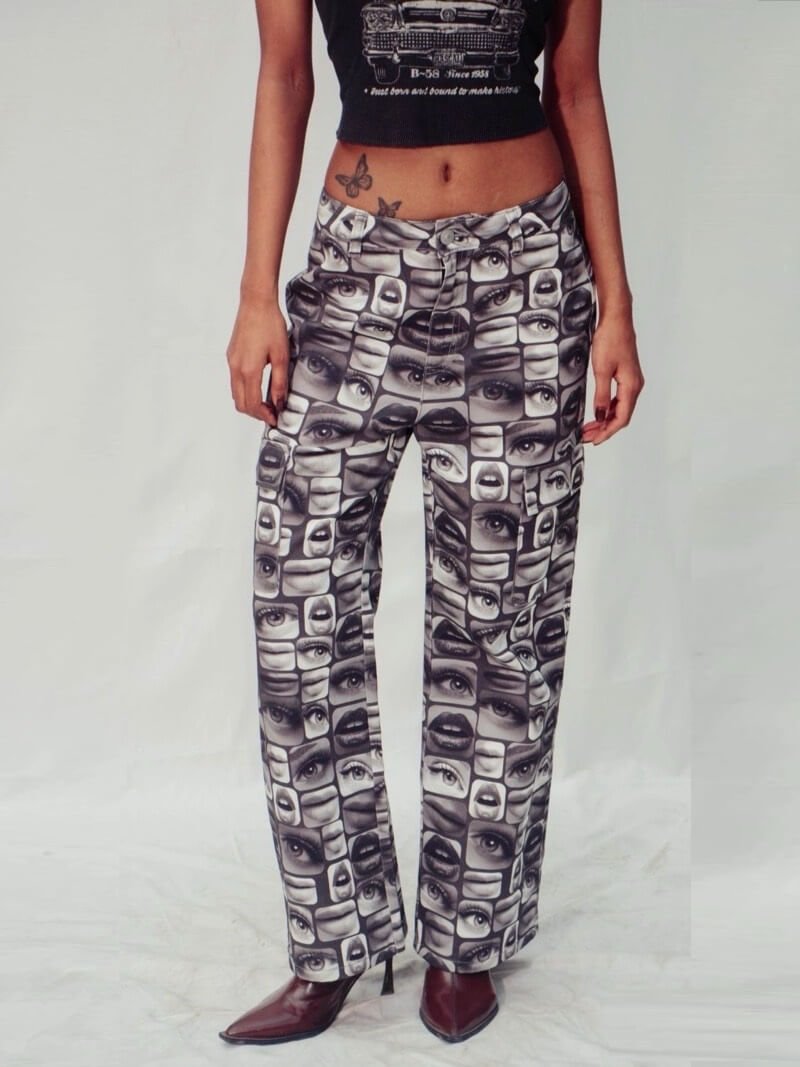 Women’s All - Over Print Cargo Trousers Cinematic Grid Legacy Boutiques Legacy Boutiques