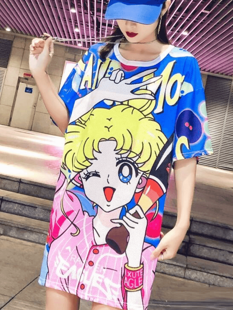 Women’s All - Over Print T-Shirt Dress Neon Sketch Heart Legacy Boutiques Legacy Boutiques