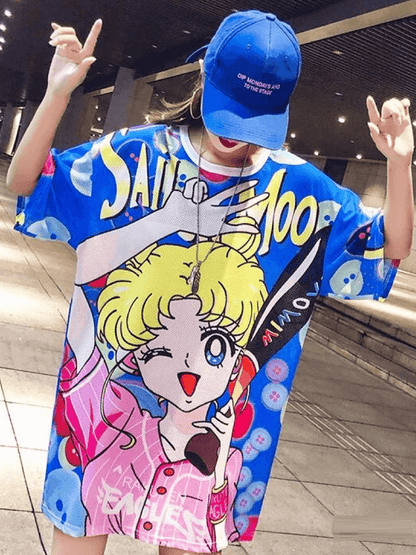 Women’s All - Over Print T-Shirt Dress Neon Sketch Heart Legacy Boutiques Legacy Boutiques