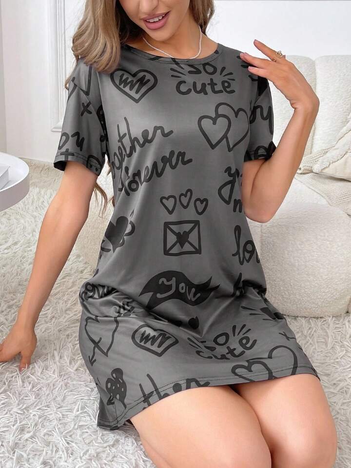 Women’s All - Over Print T-Shirt Dress Sleepwear Legacy Boutiques Legacy Boutiques