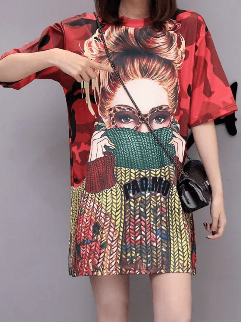 Women’s All - Over Print T-Shirt Dress Urban Chic Camo Legacy Boutiques Legacy Boutiques