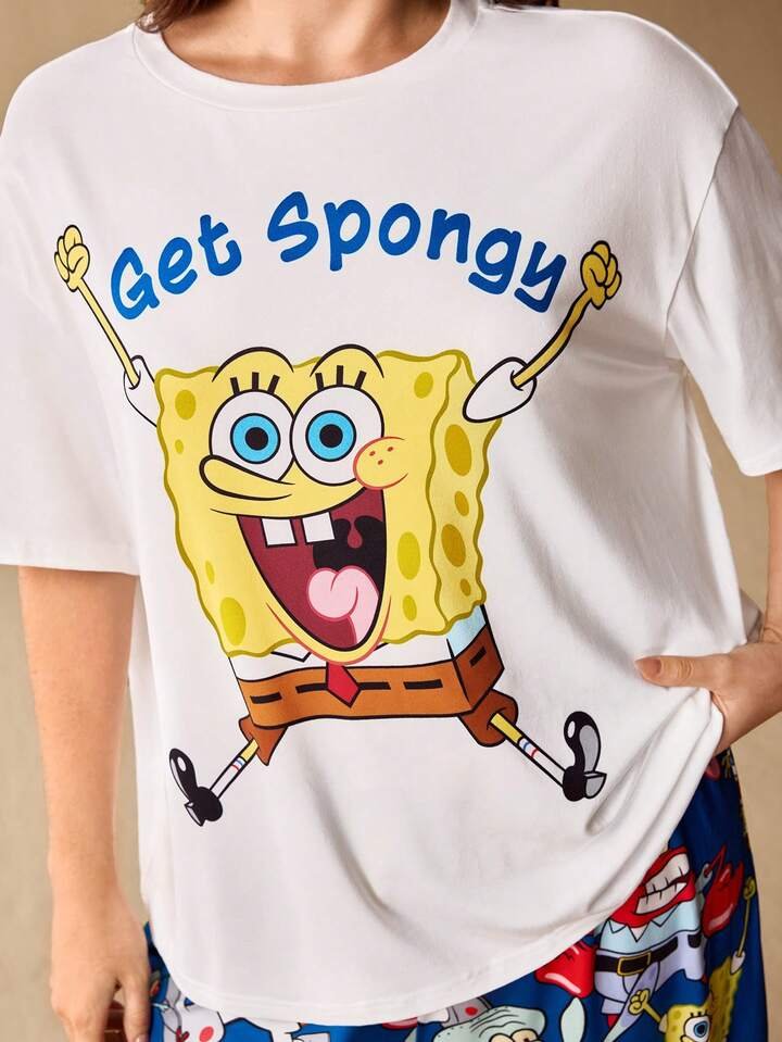 Women’s Graphic Pajama Set Two - Piece Get Spongy Legacy Boutiques Legacy Boutiques