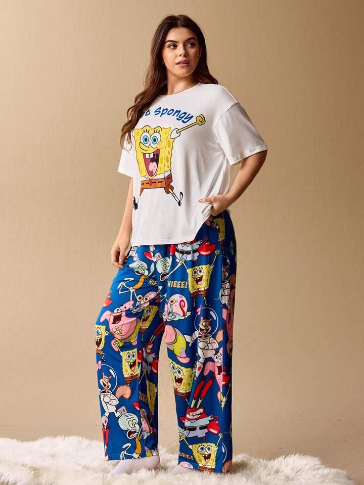 Women’s Graphic Pajama Set Two - Piece Get Spongy Legacy Boutiques Legacy Boutiques