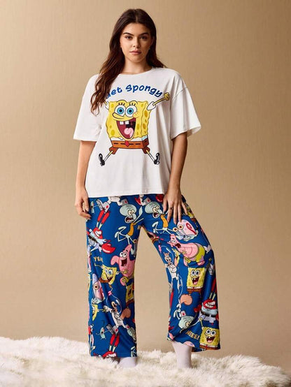 Women’s Graphic Pajama Set Two - Piece Get Spongy Legacy Boutiques Legacy Boutiques