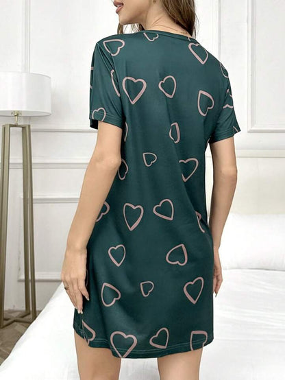 Women’s Heart Print T-Shirt Dress Sleepwear Legacy Boutiques Legacy Boutiques