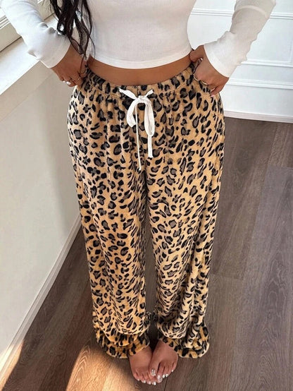 Women’s Plush Wide - Leg Lounge Pants Sahara Spotted Legacy Boutiques Legacy Boutiques