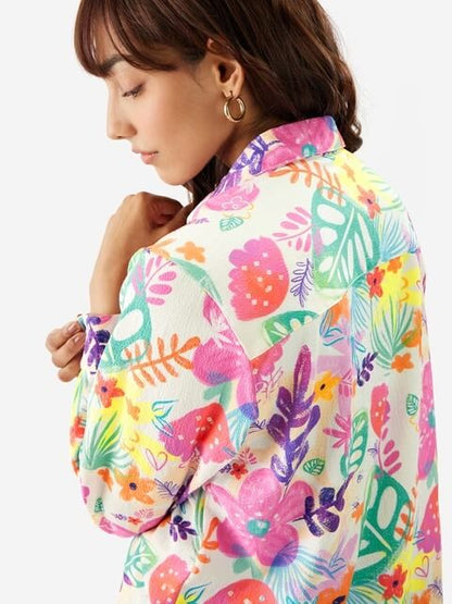 Women’s Tropical Floral Relaxed Fit Button - Up Shirt Legacy Boutiques Legacy Boutiques