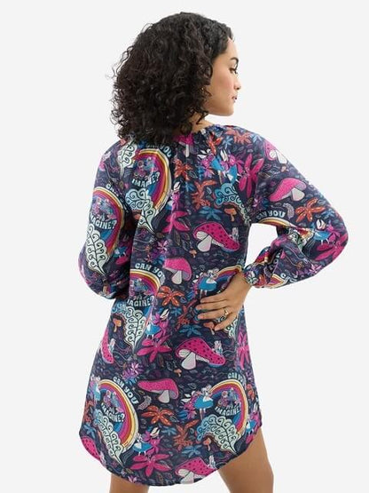 Wonderland Dreams V - Neck Mini Dress - Whimsical Mushroom Print Legacy Boutiques Legacy Boutiques