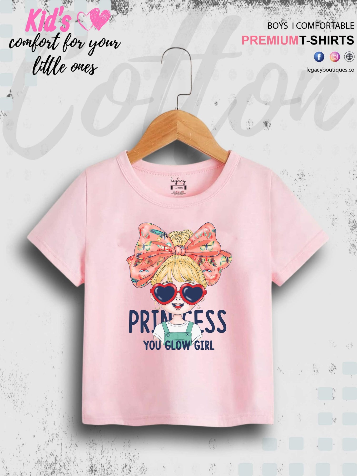 You Glow Girl Princess Printed Baby Girls T-Shirt In Lowest Price Only In Dhaka Legacy Boutiques Legacy Boutiques