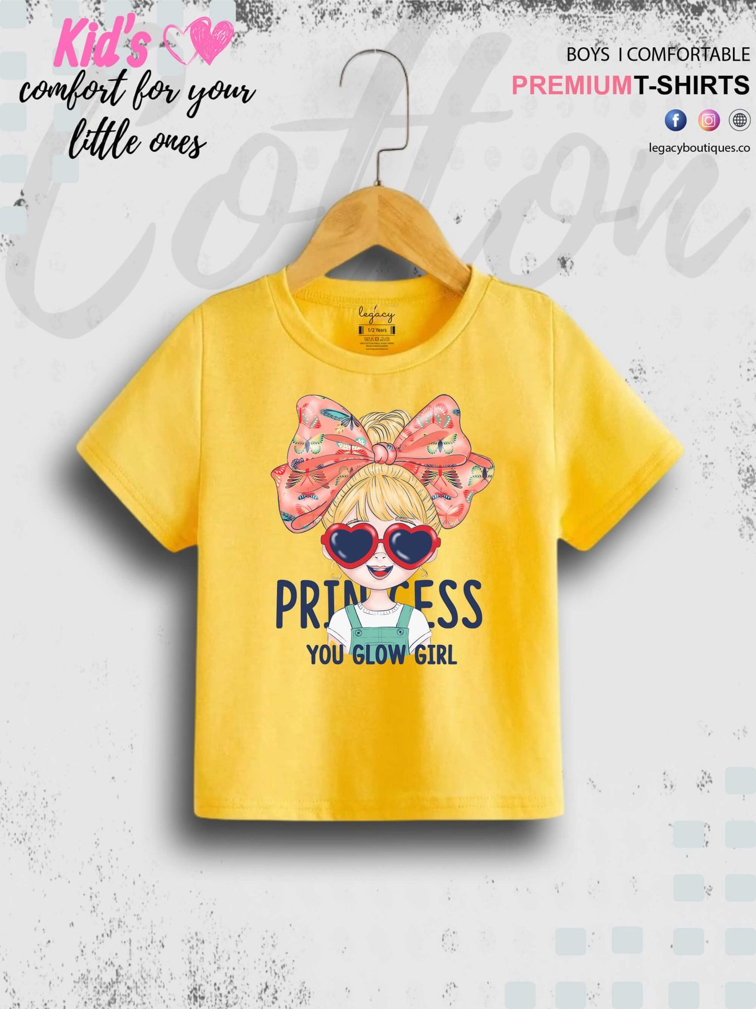 You Glow Girl Princess Printed Baby Girls T-Shirt In Lowest Price Only In Dhaka Legacy Boutiques Legacy Boutiques