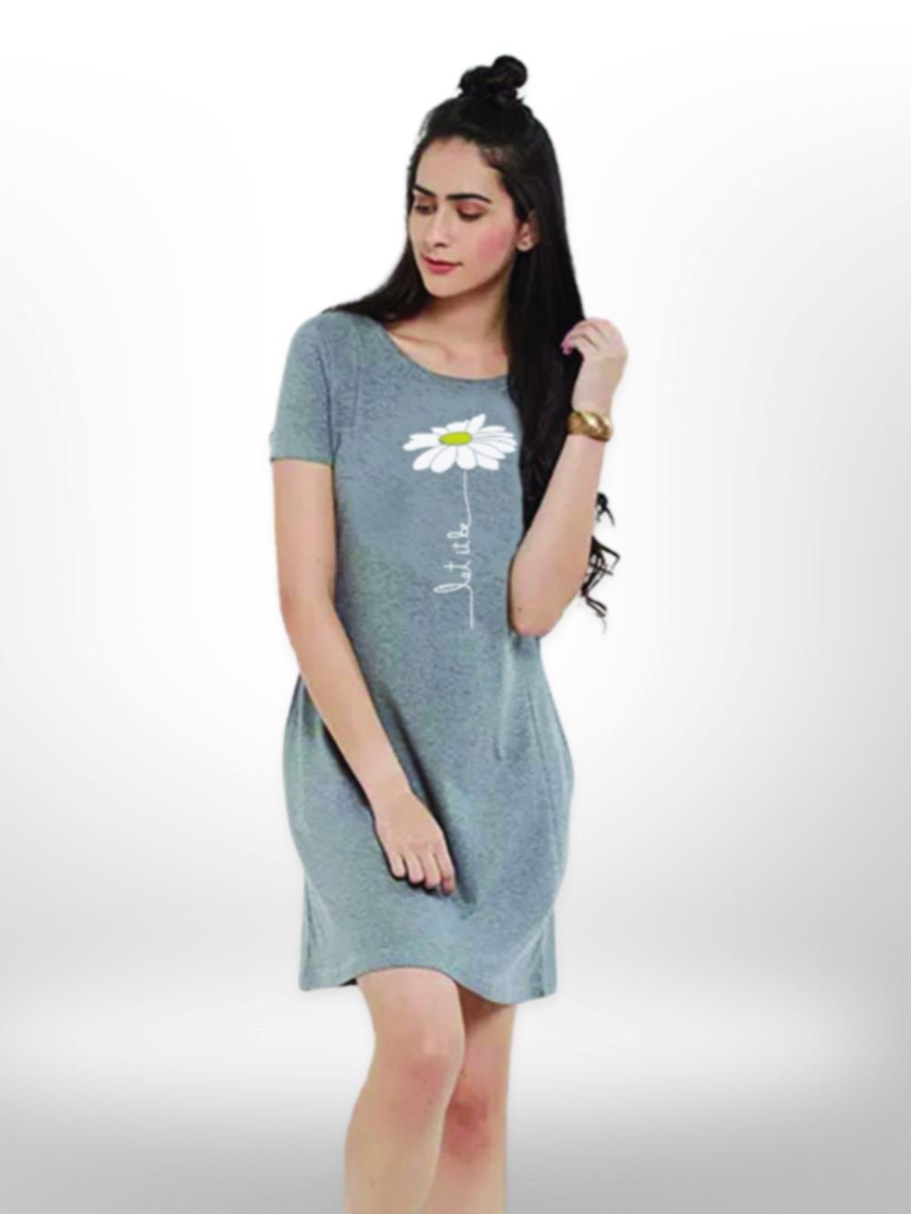 You Like A Flower Printed Long T-shirt For Women&