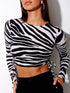 Zebra Printed Side Drawstring Crop Top Legacy Boutiques Legacy Boutiques